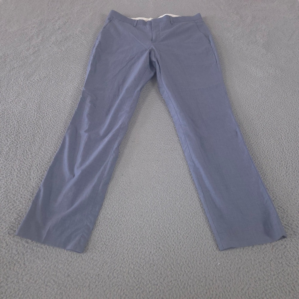 Express‎ Pants Mens 34x32 Blue Slim Stretch Cotton Straight Leg Trousers Slacks